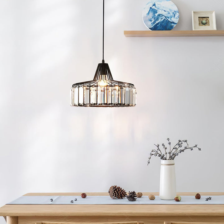 Sleek Black Crystal Pendant Light | Stylish Hanging Fixture