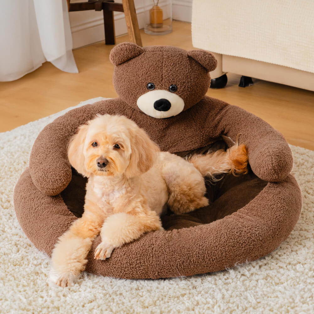 Cute Detachable Cuddly Bear Cat Bed for Cozy Comfort-Orizon Depot