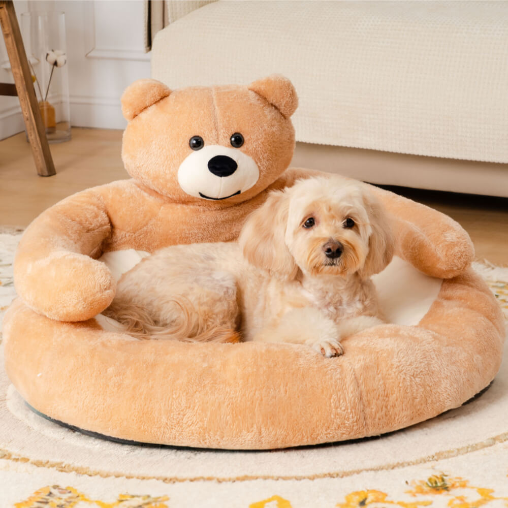 Cute Detachable Cuddly Bear Cat Bed for Cozy Comfort-Orizon Depot