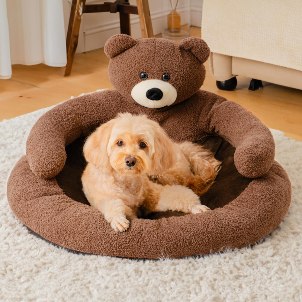 Cute Detachable Cuddly Bear Cat Bed for Cozy Comfort-Orizon Depot
