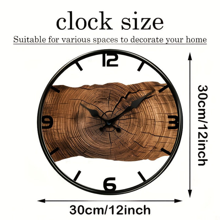 Rustic Log Pattern Wall Clock | Natural Wood Style Timepiece