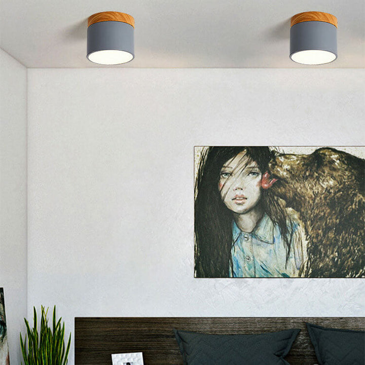 Scandinavian Minimalist Solid Color Log LED Flush Mount Ceiling Lamp-Orizon Depot