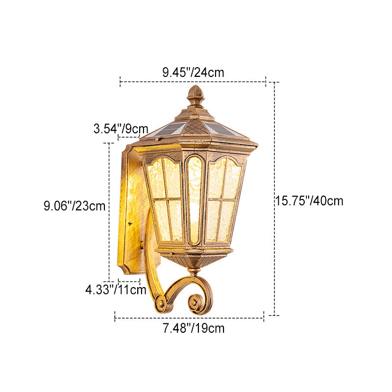 European Solar Outdoor Lantern Aluminum Glass Waterproof 1-Light Wall Sconce Lamp for Elegant Exteriors-Orizon Depot