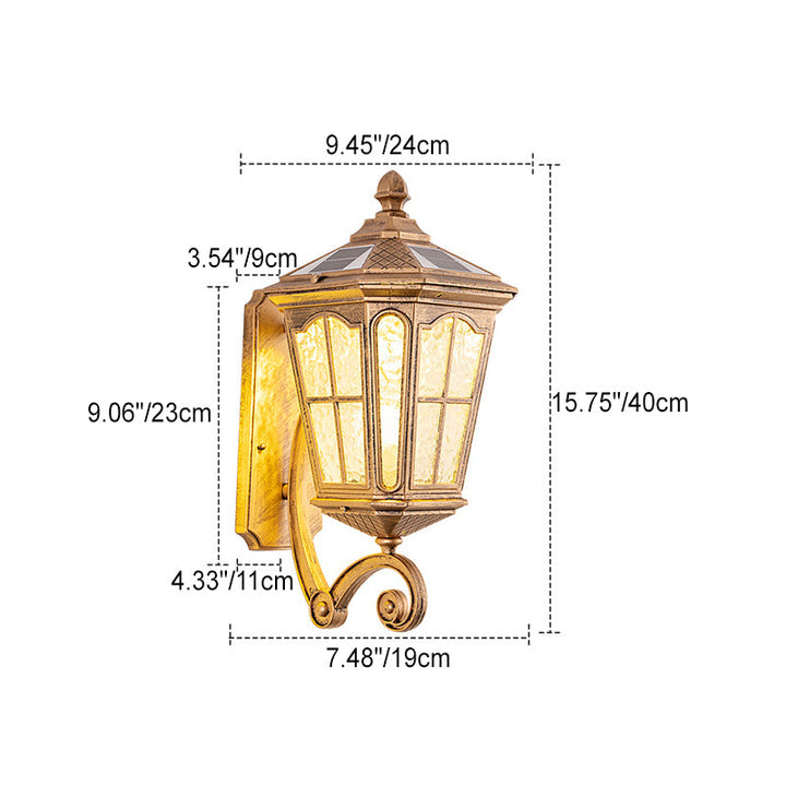 European Solar Outdoor Lantern Aluminum Glass Waterproof 1-Light Wall Sconce Lamp for Elegant Exteriors-Orizon Depot