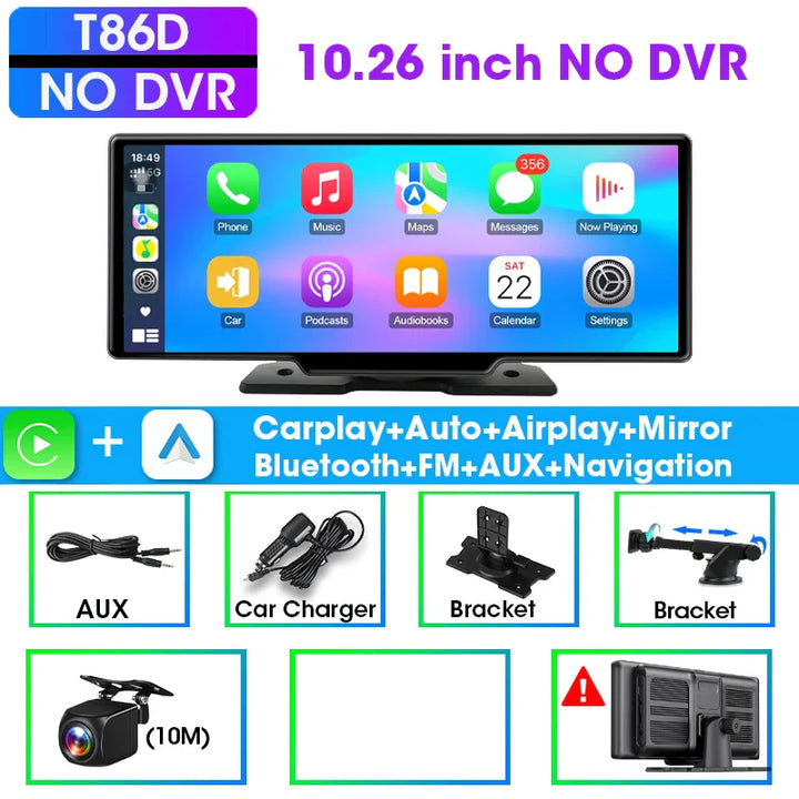 10.26 Inch Wireless CarPlay Android Auto Dash Display Radio-Orizon Depot
