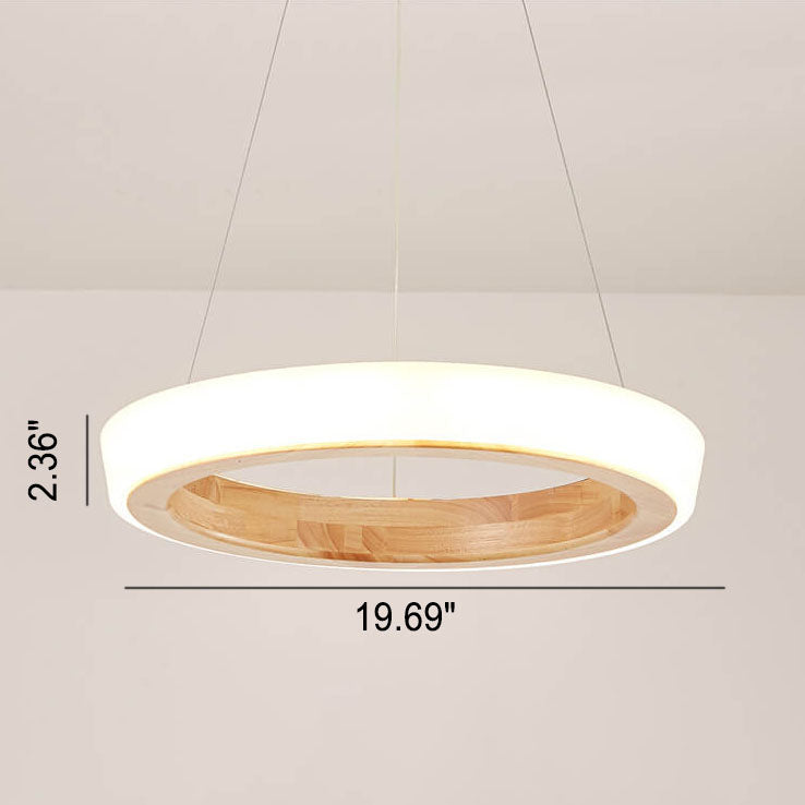 Japanese Minimalist Log Circle LED Island Chandelier for Modern Living-Orizon Depot