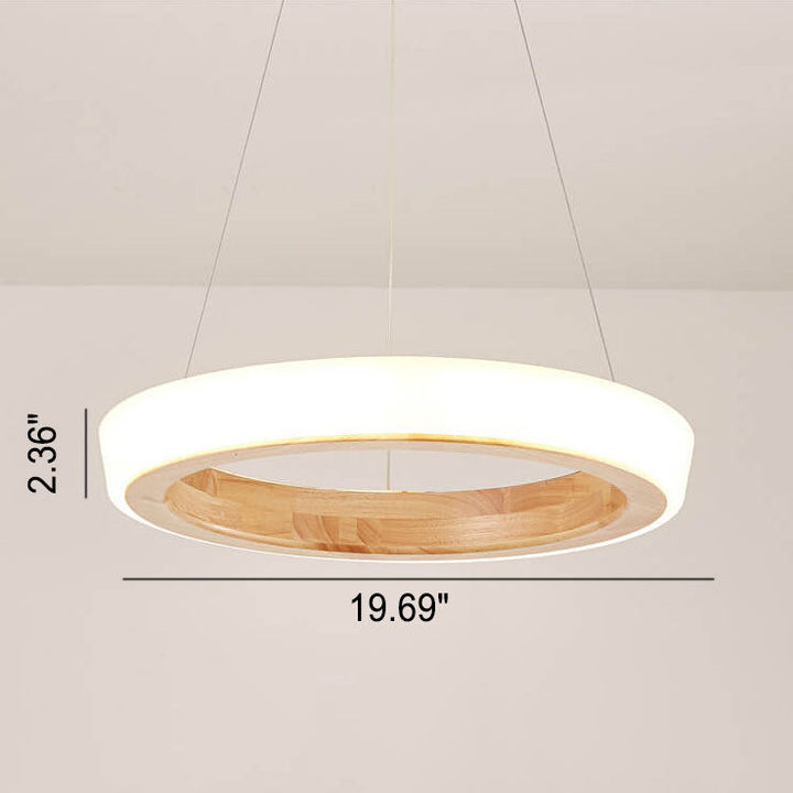 Japanese Minimalist Log Circle LED Island Chandelier for Modern Living-Orizon Depot