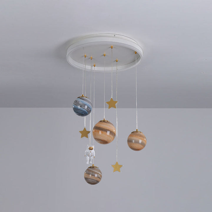 Contemporary Scandinavian Space Planet Acrylic Glass Round Shade LED Kids Flush Mount Ceiling Lamp-Orizon Depot