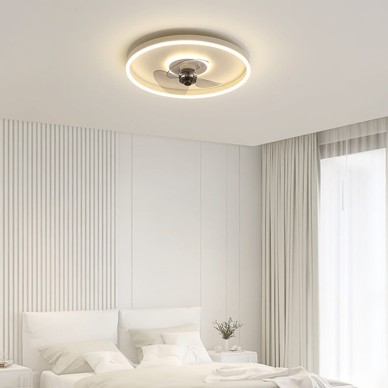 Nordic Simplistic Round Invisible LED Flush Mount Ceiling Fan Light