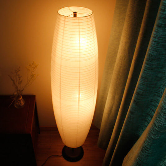 Nordic Minimalist Rice Paper Column Floor Lamp 2-Light Standing Light-Orizon Depot