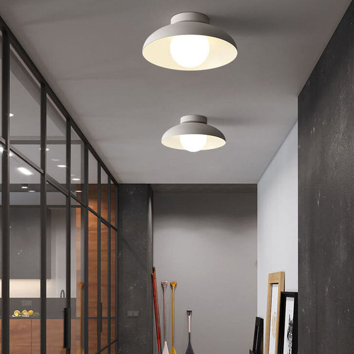 Japanese Wabi-Sabi Iron Glass 1-Light Semi-Flush Mount Lamp-Orizon Depot