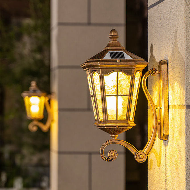 European Solar Outdoor Lantern Aluminum Glass Waterproof 1-Light Wall Sconce Lamp for Elegant Exteriors-Orizon Depot