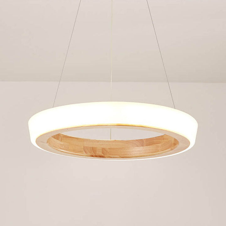 Japanese Minimalist Log Circle LED Island Chandelier for Modern Living-Orizon Depot