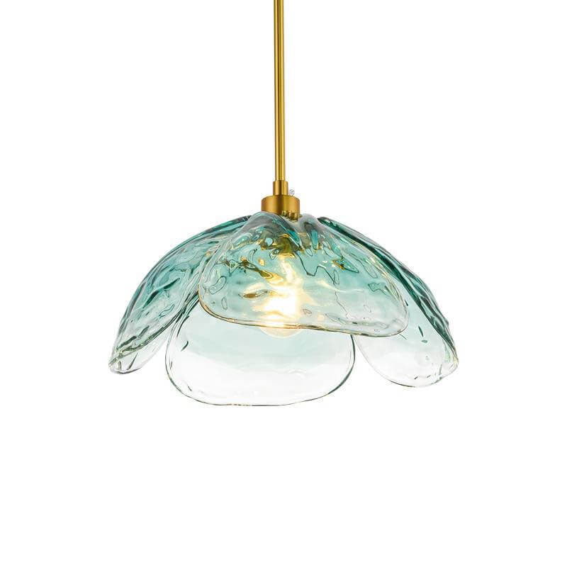 Modern Simplistic Flower-shaped Petal Iron Glass 1-Light Pendant Lamp For Living Room-Orizon Depot