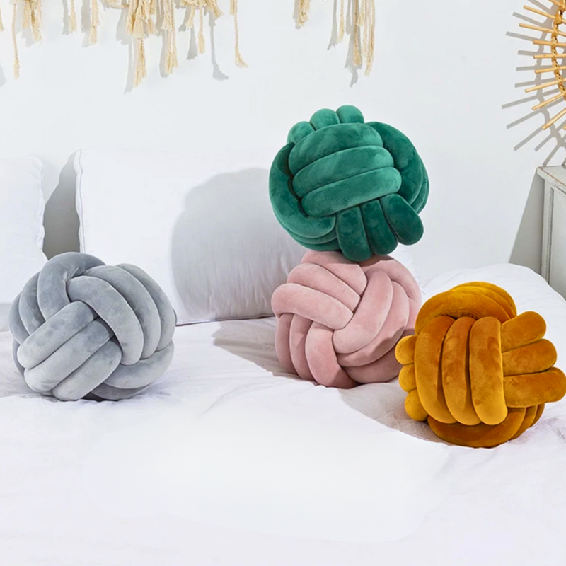 Scandinavian Velvet Knot Cushion for Stylish Home Decor-Orizon Depot