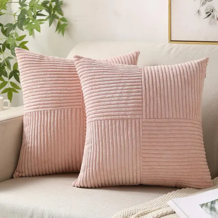 Striped Corduroy Cushion Covers | Elegant Throw Pillow Cases