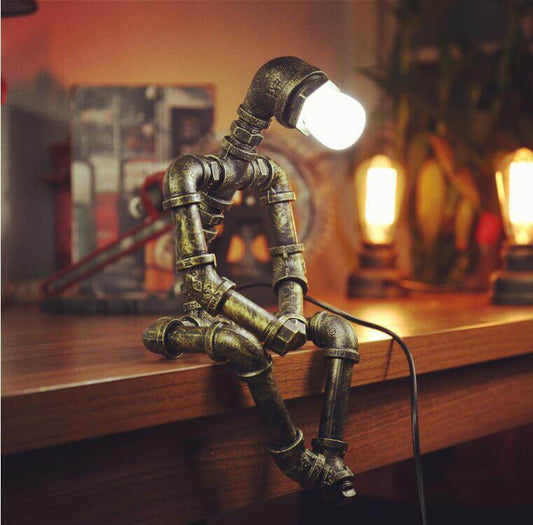 Industrial Robot Table Lamp - Retro Design for Unique Home Decor