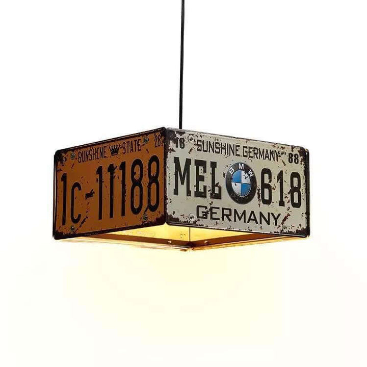 Contemporary Industrial License Plate 3/5-Light Metal Chandelier-Orizon Depot