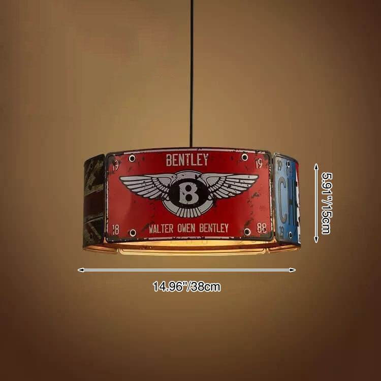 Contemporary Industrial License Plate 3/5-Light Metal Chandelier