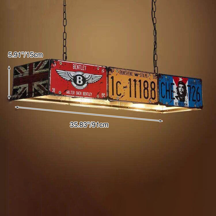 Contemporary Industrial License Plate 3/5-Light Metal Chandelier-Orizon Depot