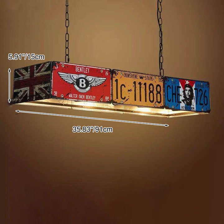 Contemporary Industrial License Plate 3/5-Light Metal Chandelier-Orizon Depot