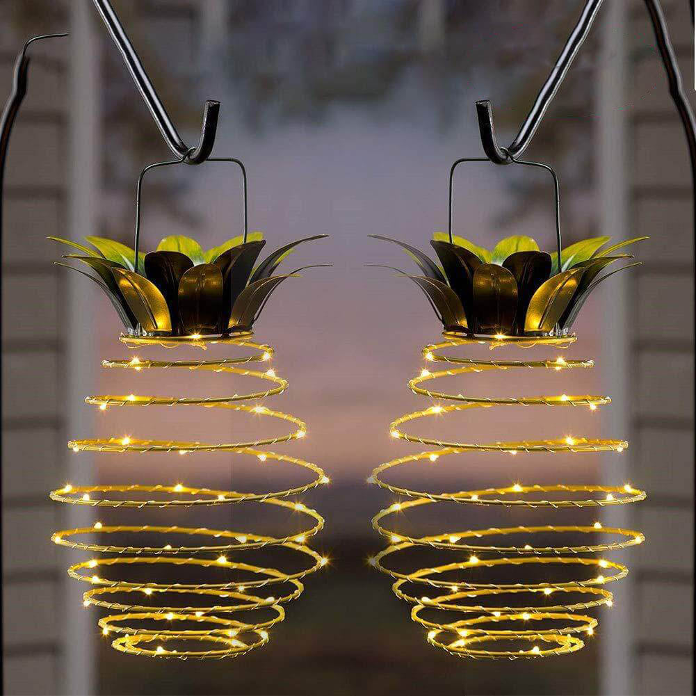 Solar Pineapple Iron Lantern LED Copper Wire Outdoor Waterproof Garden Decorative Hanging Lamp-Orizon Depot