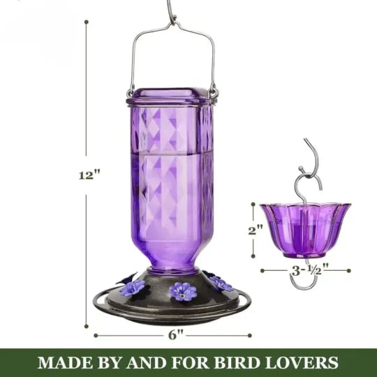 Leak-Proof 24oz Glass Hummingbird Feeder for Outdoor Use
