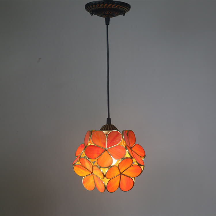 Vintage Stained Glass Flower Pendant Light-Orizon Depot