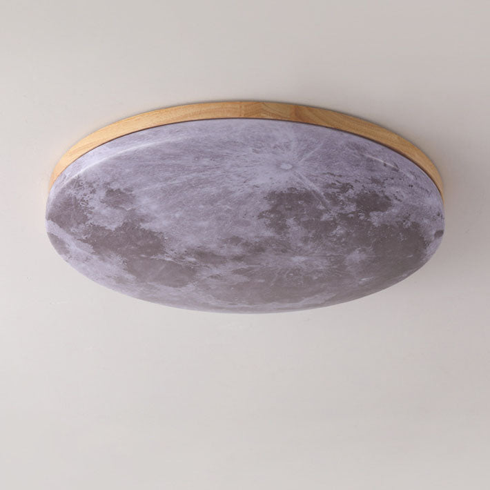 Nordic Minimalist Round Moon Design LED Flush Mount Ceiling Lamp-Orizon Depot