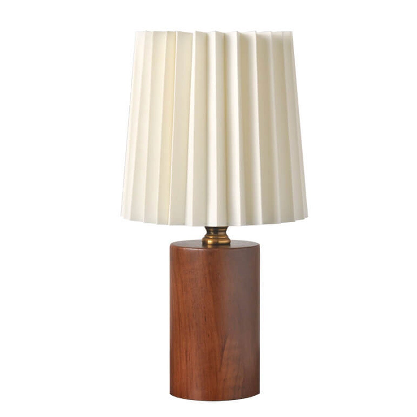 Vintage Korean Pleated Table Lamp Solid Wood Base 1-Light Column Lamp