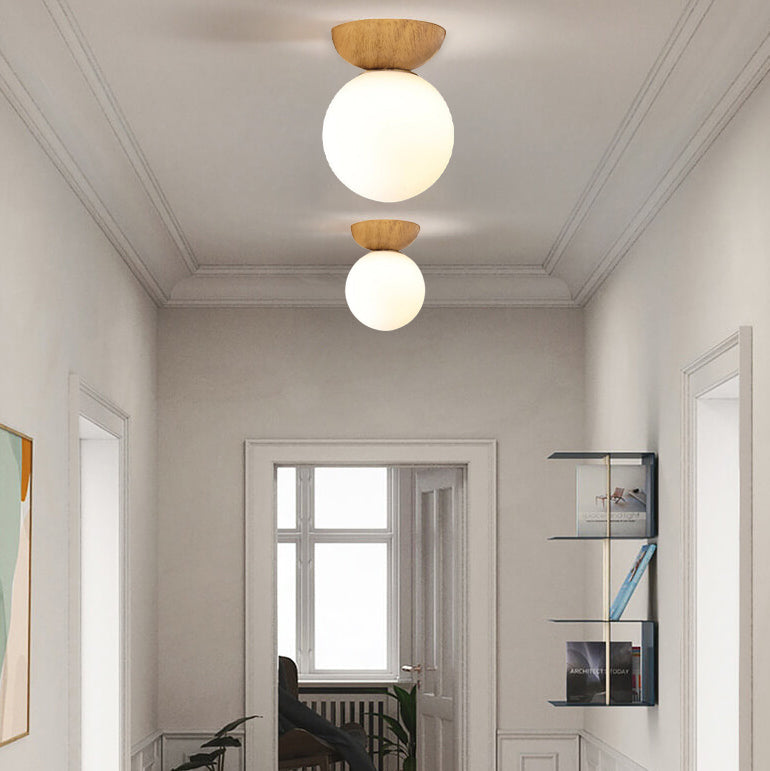 Modern Minimalist Glass Iron Orb 1-Light Semi-Flush Mount Light/Pendant Lamp for Bed Room-Orizon Depot