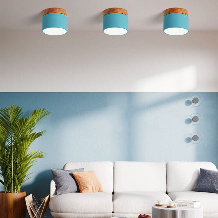 Scandinavian Minimalist Solid Color Log LED Flush Mount Ceiling Lamp-Orizon Depot
