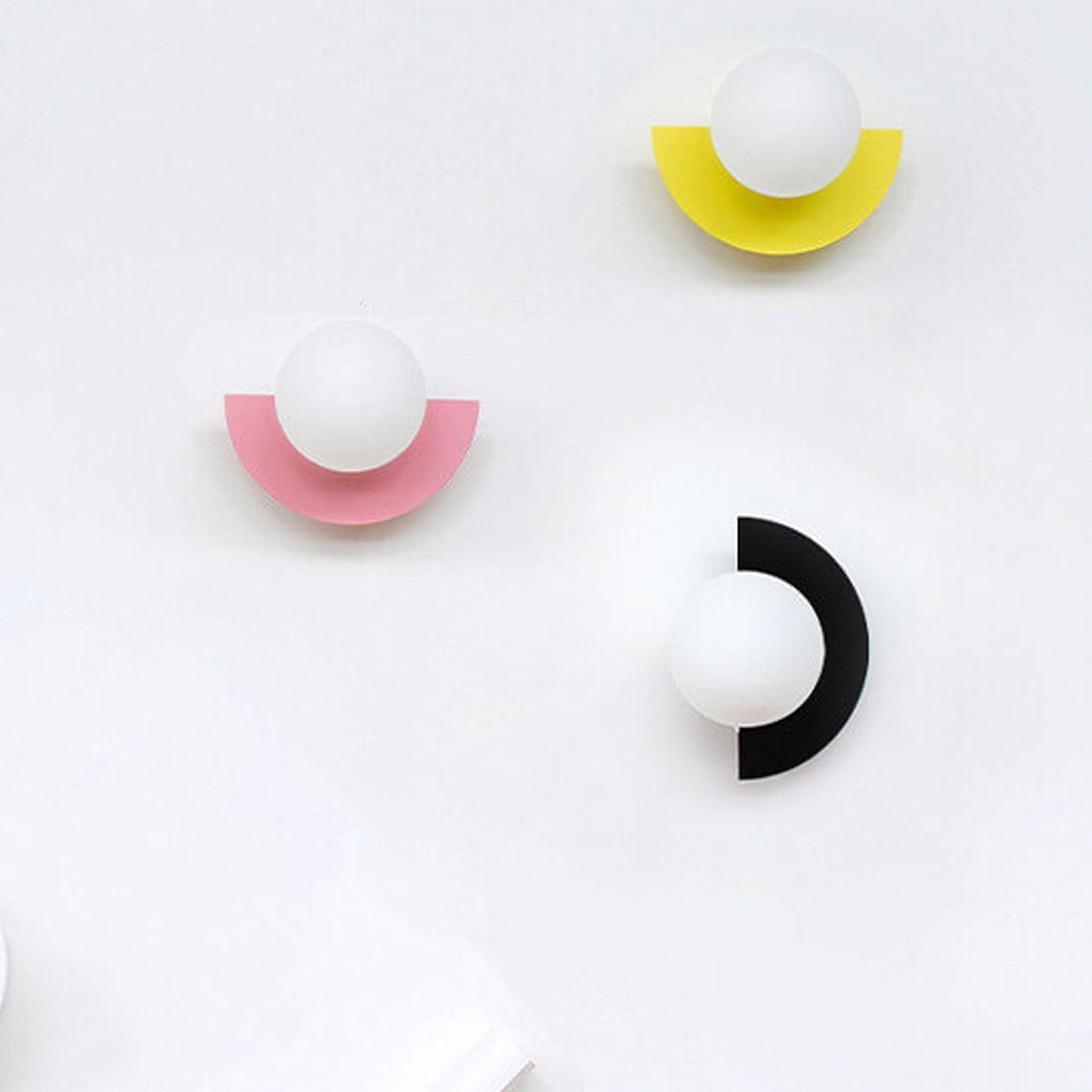 Modern Minimalist Colorful Glass Sphere Semicircle 1-Light Wall Sconce Lamp