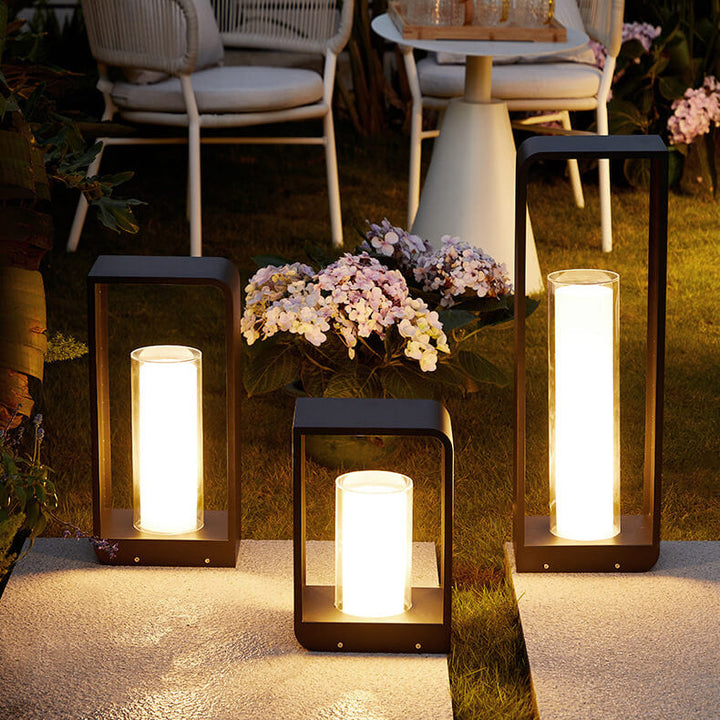 Modern Minimalist Square Frame LED Lawn Light Stainless Steel Acrylic Waterproof Design-Orizon Depot