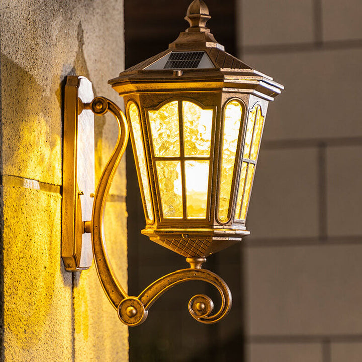 European Solar Outdoor Lantern Aluminum Glass Waterproof 1-Light Wall Sconce Lamp for Elegant Exteriors-Orizon Depot