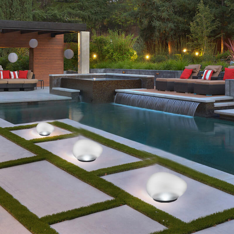 Solar LED Pebble Landscape Lamp Durable ABS with Sandblasted Finish-Orizon Depot