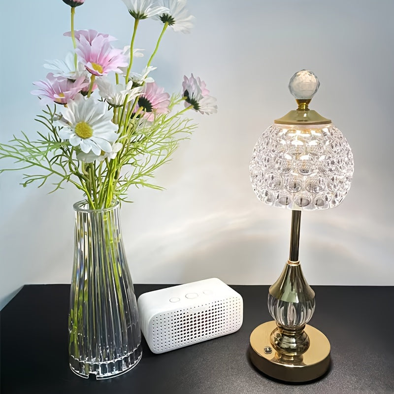 Rechargeable LED Bedside Table Lamp with Crystal Touch Design
