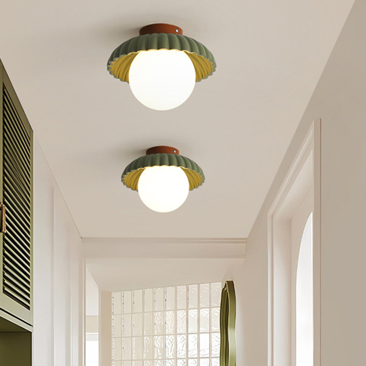 Modern Glass and Metal Flush Mount Ceiling Light for Hallways