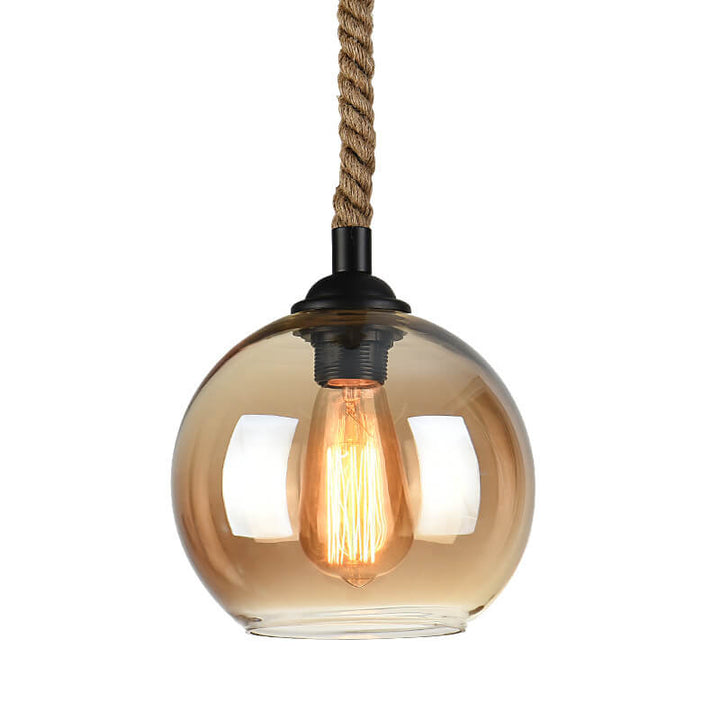Retro Rope Hanging 1-Light Glass Globe Pendant Lamp-Orizon Depot