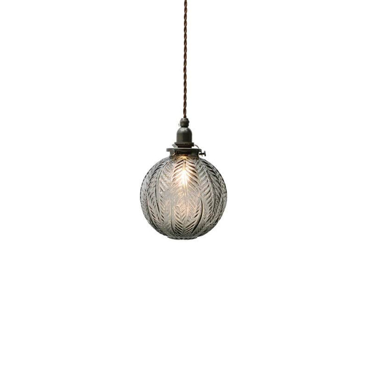 Retro Lotus Texture Glass 1-Light Globe Hanging Lamp-Orizon Depot