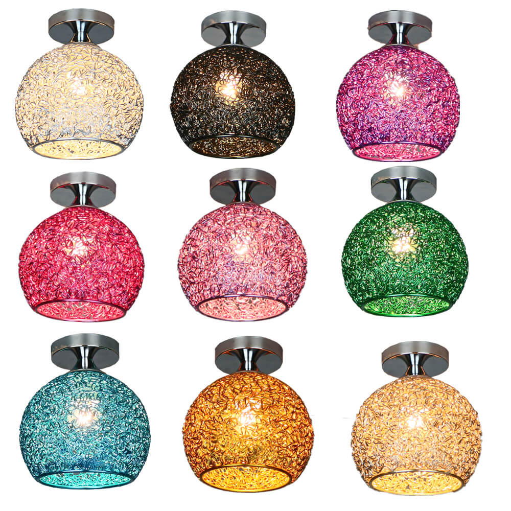 Modern Colorful 1-Light Dome Semi-Flush Mount Ceiling Lamp