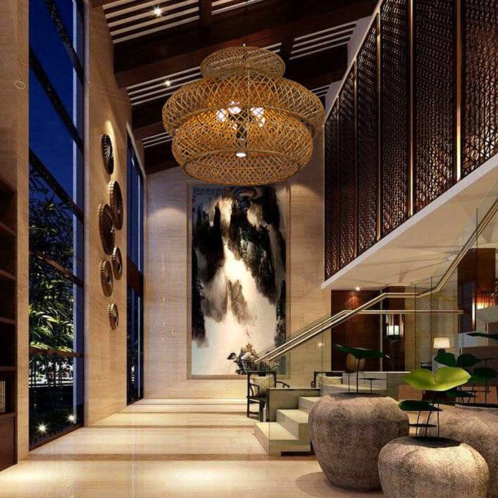 Retro Rattan 3-Tier Woven Chandelier with 4/6 Lights-Orizon Depot