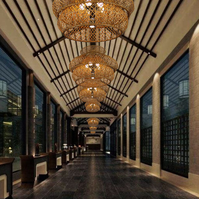 Retro Rattan 3-Tier Woven Chandelier with 4/6 Lights-Orizon Depot