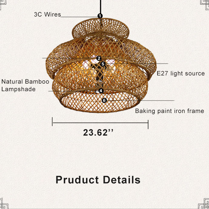 Retro Rattan 3-Tier Woven Chandelier with 4/6 Lights-Orizon Depot