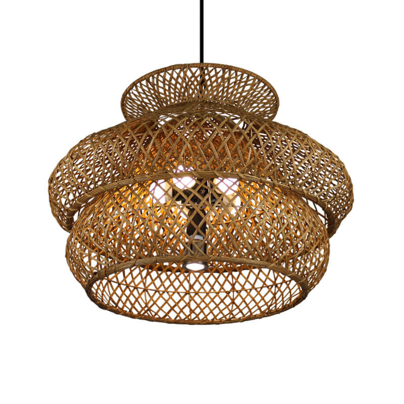 Retro Rattan 3-Tier Woven Chandelier with 4/6 Lights-Orizon Depot