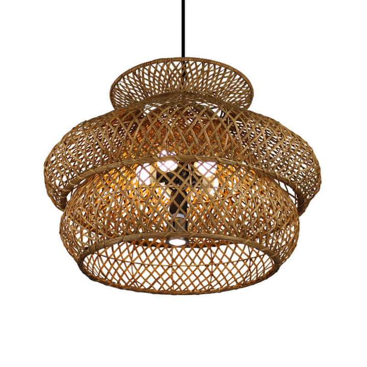 Retro Rattan 3-Tier Woven Chandelier with 4/6 Lights-Orizon Depot