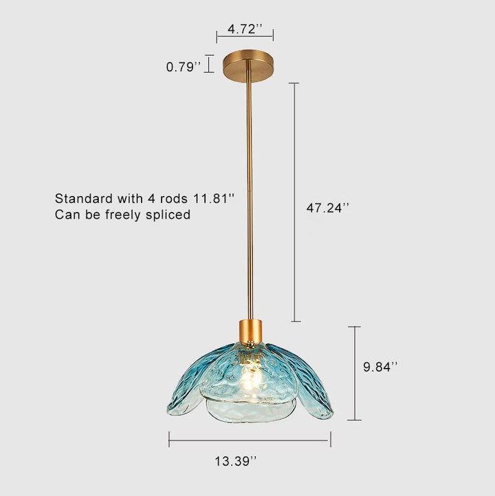 Modern Simplistic Flower-shaped Petal Iron Glass 1-Light Pendant Lamp For Living Room-Orizon Depot