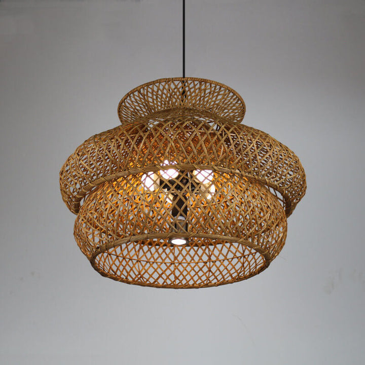 Retro Rattan 3-Tier Woven Chandelier with 4/6 Lights-Orizon Depot