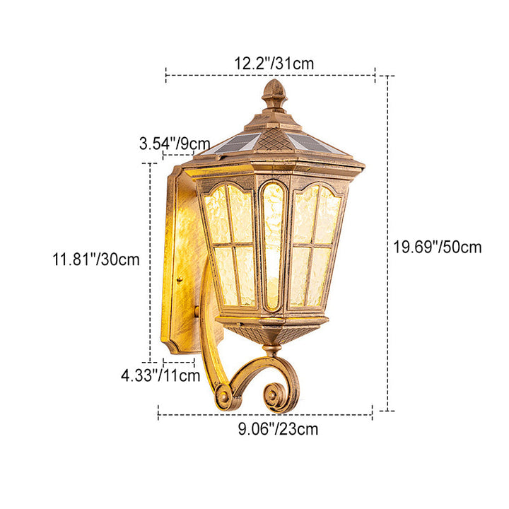 European Solar Outdoor Lantern Aluminum Glass Waterproof 1-Light Wall Sconce Lamp for Elegant Exteriors-Orizon Depot