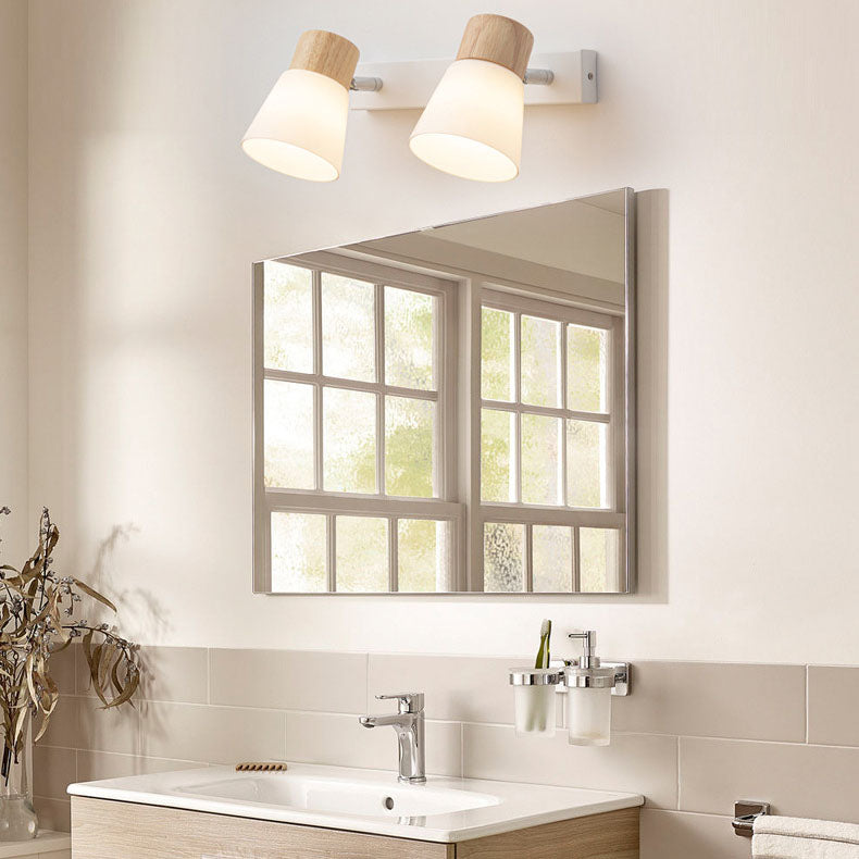 Modern Minimalist Horn Design Rubber Wood Iron Glass Vanity Wall Sconce Multi Light-Orizon Depot